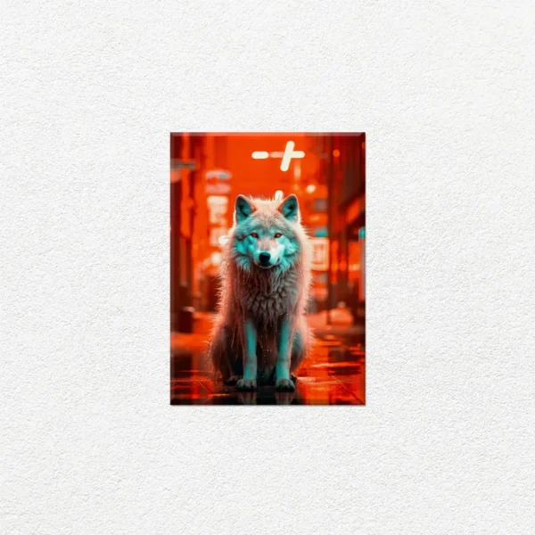 Lobo Ciberpunk Neon Japonés - Imagen Principal