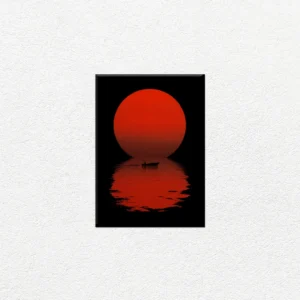 Sol Rojo y Barca Solitaria - Imagen Principal