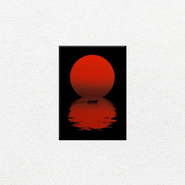 Sol Rojo y Barca Solitaria - Imagen Principal