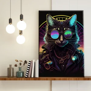 Gato Cyberpunk Synthwave - Imagen Galería 1