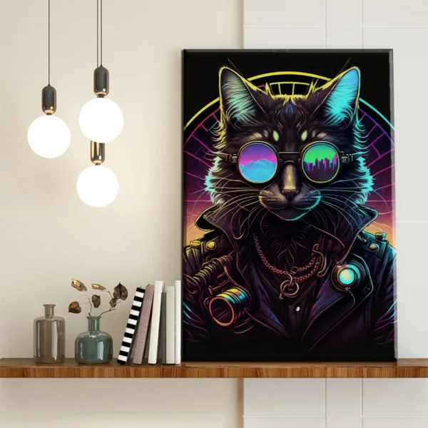Gato Cyberpunk Synthwave - Imagen Galería 1