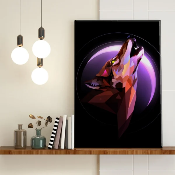 Lobo Geométrico Luna Llena - Imagen Galería 1