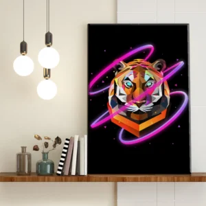 Tigre Geométrico Neón - Imagen Galería 1