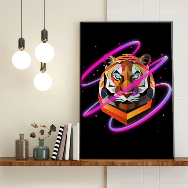 Tigre Geométrico Neón - Imagen Galería 1