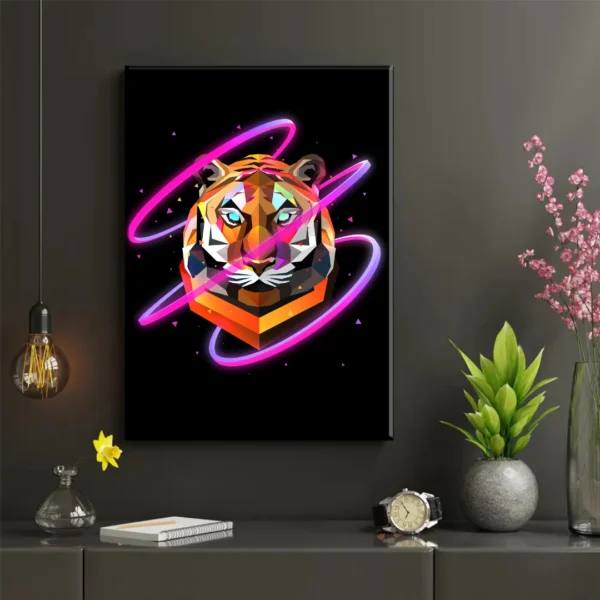 Tigre Geométrico Neón - Imagen Galería 2